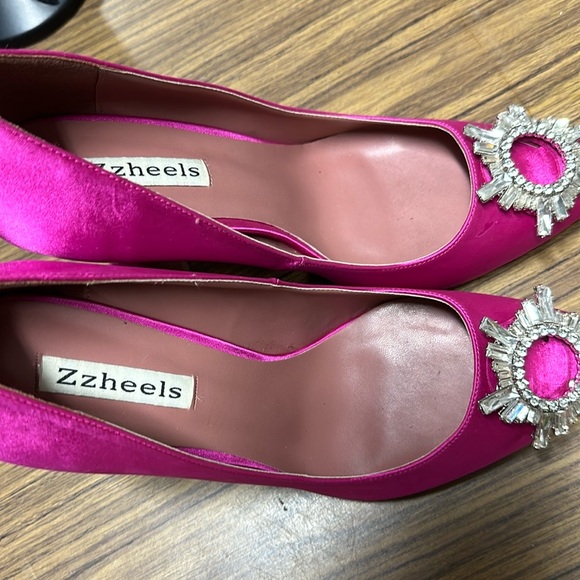 ‼️$10 - Zzheels Women's Triangle Heel Pumps Pointed Toe Size 10 Fuchsia Pink - Picture 10 of 10
